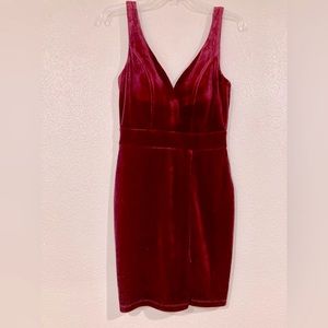 Crystal Doll Red Velvet Bodycon Spaghetti strap dress